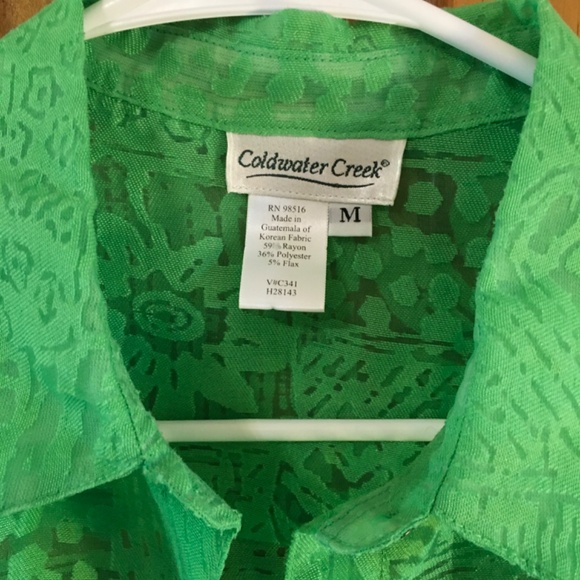 Coldwater Creek Women’s M semi-sheer vibrant green - Picture 3 of 3